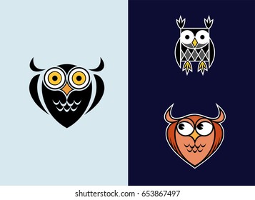 Funny owls with big eyes