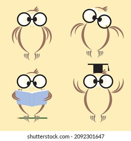 
Funny owls with different pose