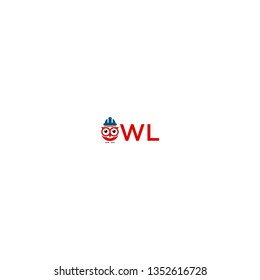 Funny owls:  owl-worker, hand drawn vector illustration in comic style, isolated on white