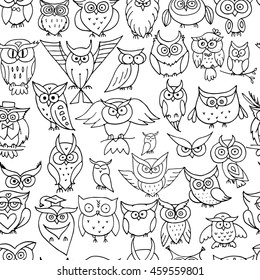 Funny owls, seamless pattern for your design