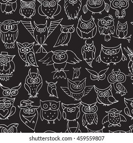 Funny owls, seamless pattern for your design