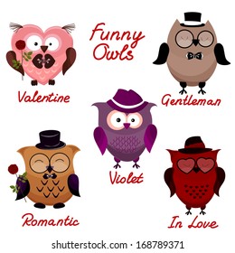 funny owls. set for your design