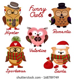 funny owls. set for your design