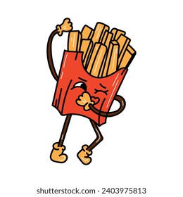 Funny pack of french fries on white background