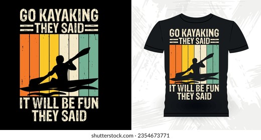 Funny Paddling Boat Retro Vintage Kayaking T-shirt Design
