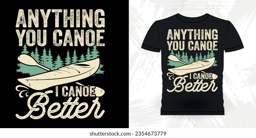 Funny Paddling Boat Retro Vintage Kayaking T-shirt Design