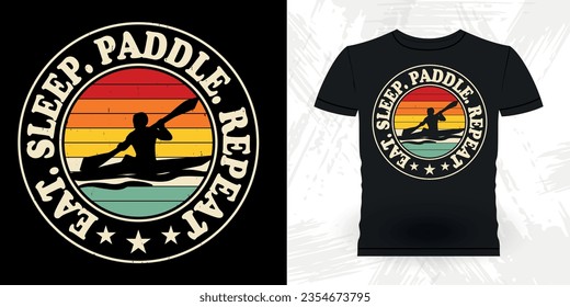 Funny Paddling Boat Retro Vintage Kayaking T-shirt Design