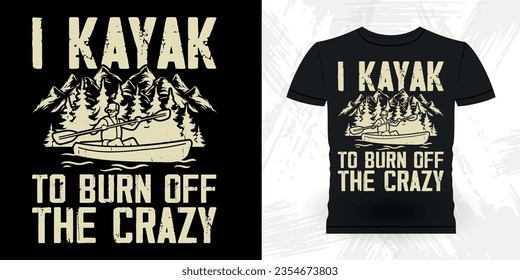 Funny Paddling Boat Retro Vintage Kayaking T-shirt Design