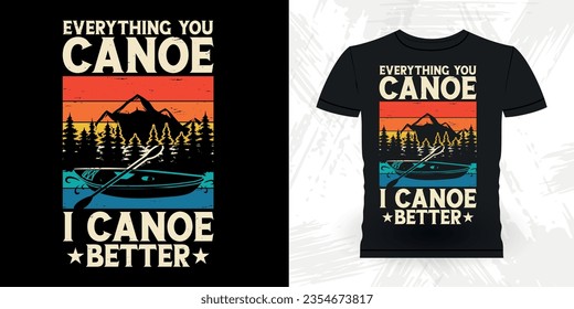 Funny Paddling Boat Retro Vintage Kayaking T-shirt Design