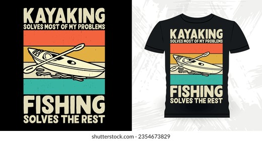 Funny Paddling Boat Retro Vintage Kayaking T-shirt Design