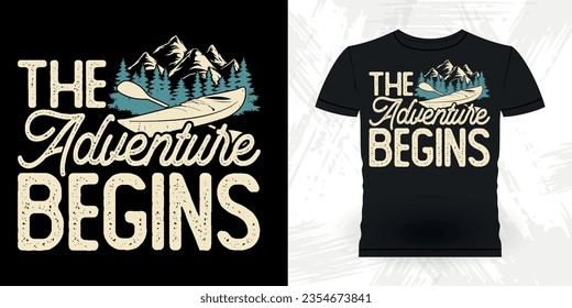 Funny Paddling Boat Retro Vintage Kayaking T-shirt Design