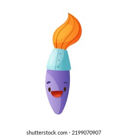 Funny Paintbrush als Schulstück mit lächelndem Gesicht als Cartoon Education Supply Vektorgrafik
