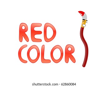 Funny paintbrushes for children education. Red color.