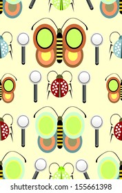 Funny Painted insects, seamless design pattern.