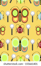 Funny Painted insects, seamless design pattern.