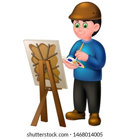 Funny Painter Cartoon For Your Design