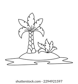 Funny palm tree cartoon coloring page