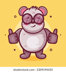 funny panda animal character mascot with thumb up hand gesture isolated cartoon in flat style design