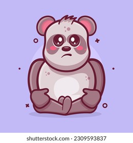 funny panda animal character mascot with sad expression isolated cartoon in flat style design