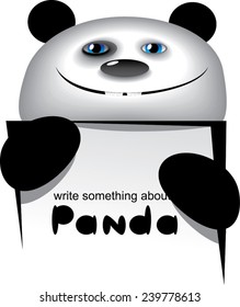 Funny panda bear hold blank paper design. Vector illustration