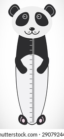 funny panda bear on white background Children height meter wall sticker, kids measure. Vector
