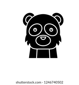 Funny panda black icon, vector sign on isolated background. Funny panda concept symbol, illustration 
