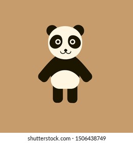 Funny Panda in cartoon style. Cute Bear flat icon. Beautiful Panda bear illustration isolated in brown background. vector illustration eps 0