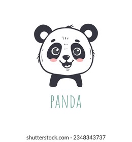 lustige Panda im Cartoon-Stil. Flaches Tier. Doodle Illustration von Panda Kopf für Karten, Magazine, Banner. Vektorgrafik