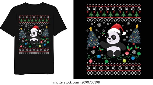 Funny Panda Christmas Ugly Christmas Sweater T-Shirt Designs