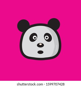 Funny Panda face flat icon , signs , symbols with Black and Dark pink background color perfect for web , logo , mobile app  Ui  Ux  