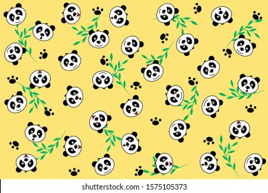 funny panda faces muzzle seamless pattern
