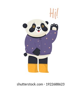 Funny panda. Flat vector illustration.