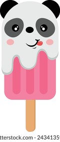 Funny panda ice cream on a stick
