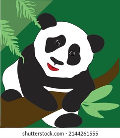 funny panda on the tree