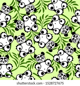 Funny panda seamless fabric pattern. 