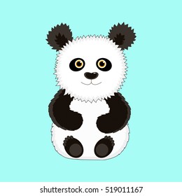 Funny Panda sitting on his ass. Hand-drawn illustration. Vector image.