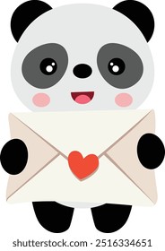 Engraçado panda com um envelope de cartão
