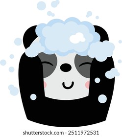Funny panda washing his head