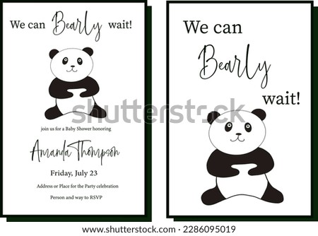 Funny Panda We can Bearly wait Baby Shower Invitation