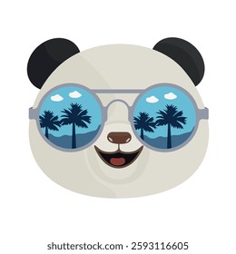 Funny Panda Wearing Sunglasses Enjoying a Tropical Paradise Setting Under Clear Skies