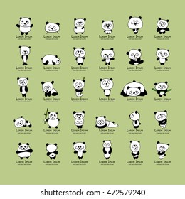 Funny pandas collection, sketch for your design