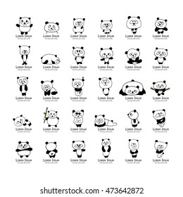 Funny pandas collection, sketch for your design