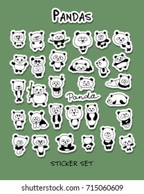 Funny pandas collection, sticker set for your design