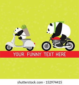 Funny pandas delivery service vector illustration