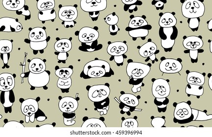 Funny pandas, seamless pattern for your design