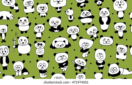 Funny pandas, seamless pattern for your design