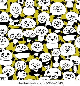 Funny pandas, seamless pattern for your design