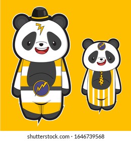 funny pandas using party costumes