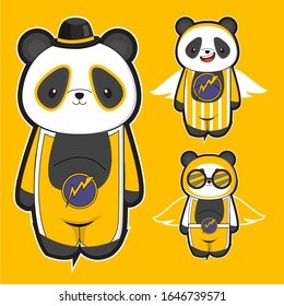 funny pandas using party costumes