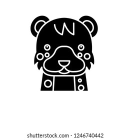 Funny panther black icon, vector sign on isolated background. Funny panther concept symbol, illustration 